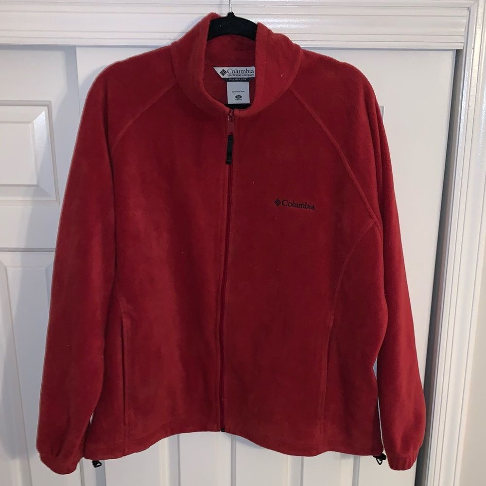 Columbia Fleece - 1X Red Plus Size Full Zip Sweatshirt
